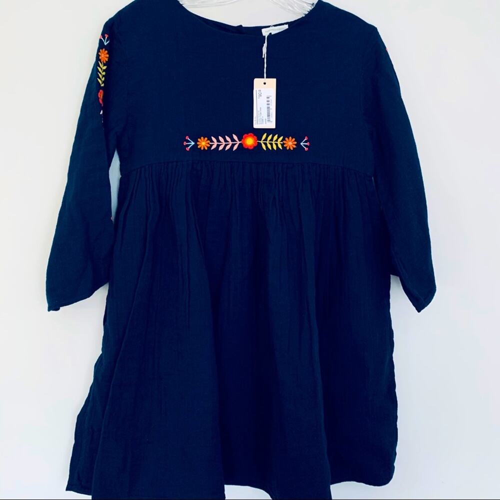 Hundred Pieces girls navy boho embroidered dress size 14